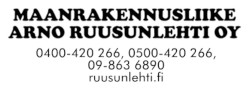 Maanrakennusliike Arno Ruusunlehti Oy logo